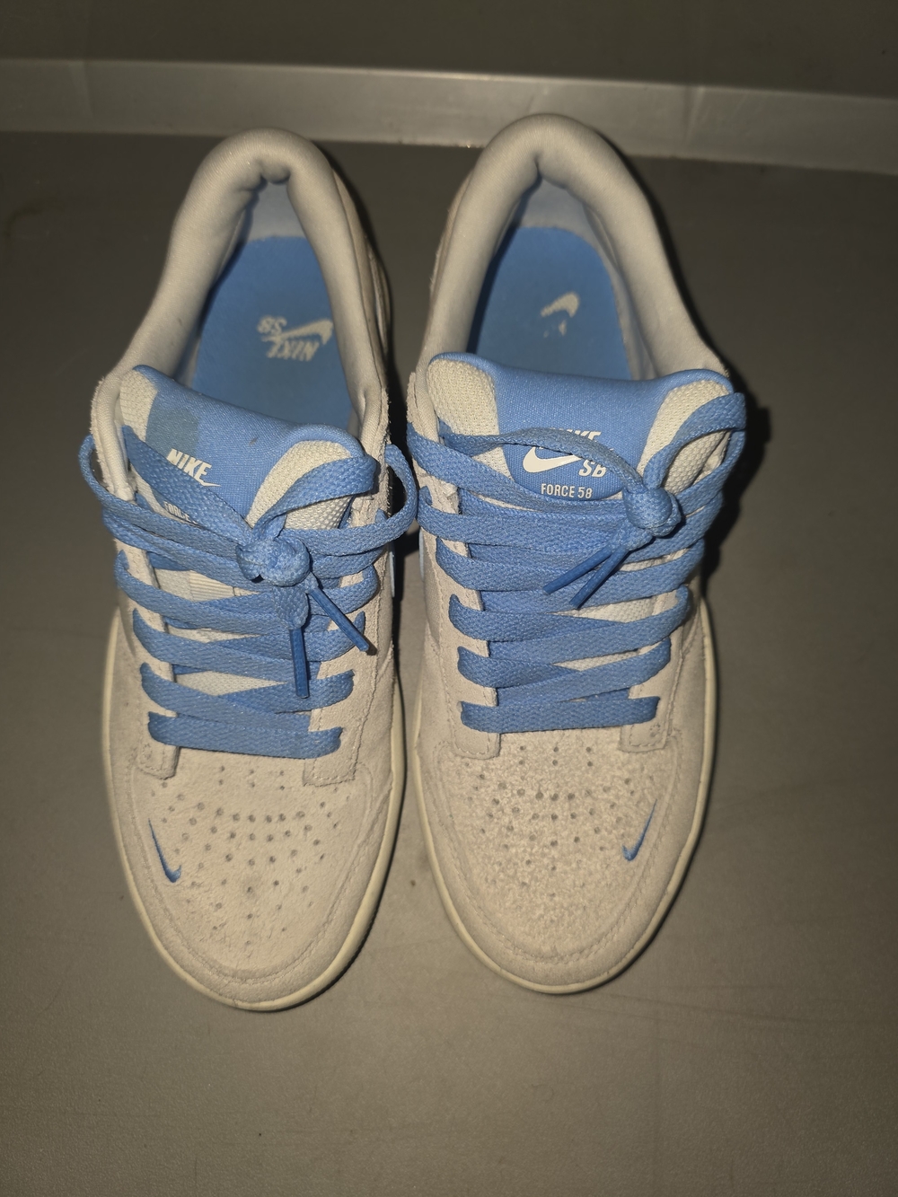 Nike Kids' Force 58 Low Top Sneakers in Light Blue and White